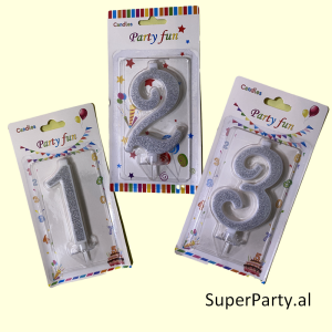 Qiri Numër Silver me Gliter 11 cm