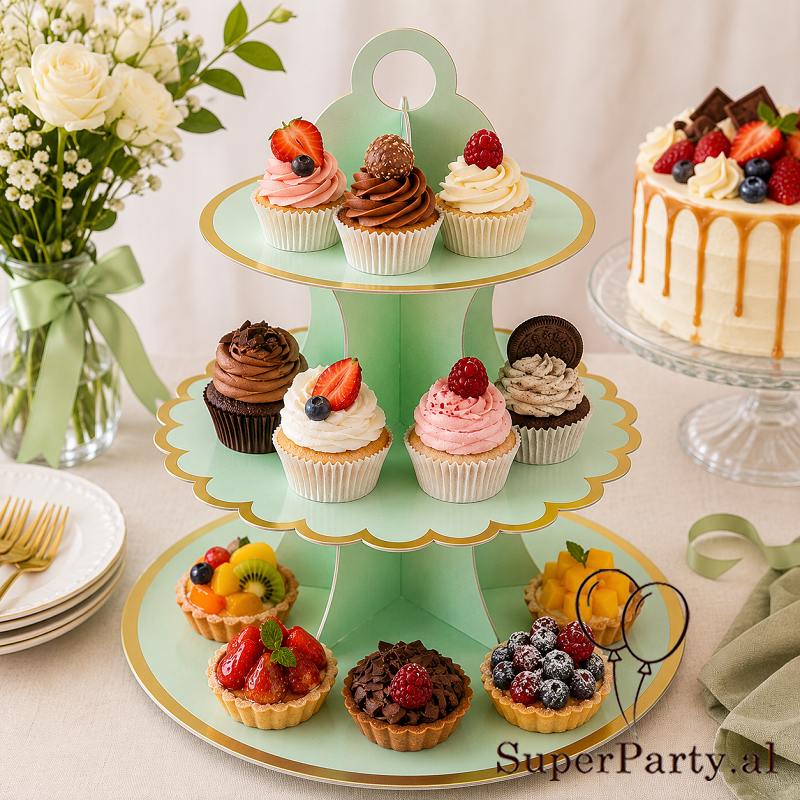 Mbajtëse me 3 kate Cupcake Stand